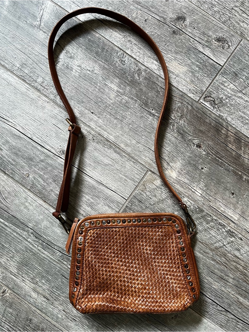 Platania Studded Italian Leather Crossbody